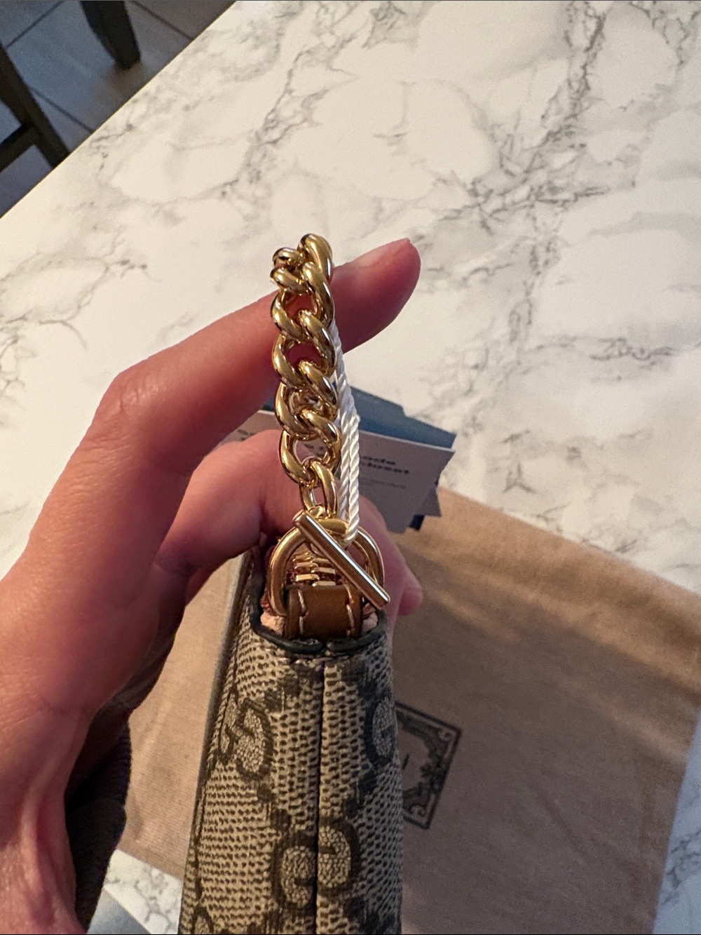 Gucci GG Supreme Canvas Chain Shoulder Bag Wristlet Clutch - Picture 12 of 12
